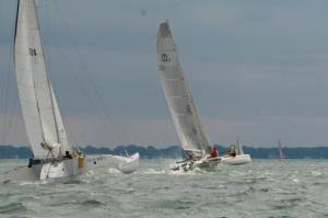 Racing on the lead boat The Mighty Quinn