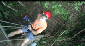 One of three rappels in the canopy tour.