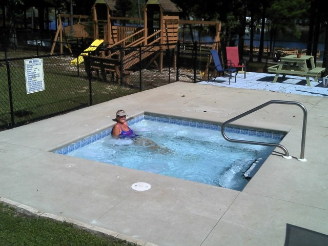 Crew Enjoying Jacuzzi at Sunset King Lake RV Resort
